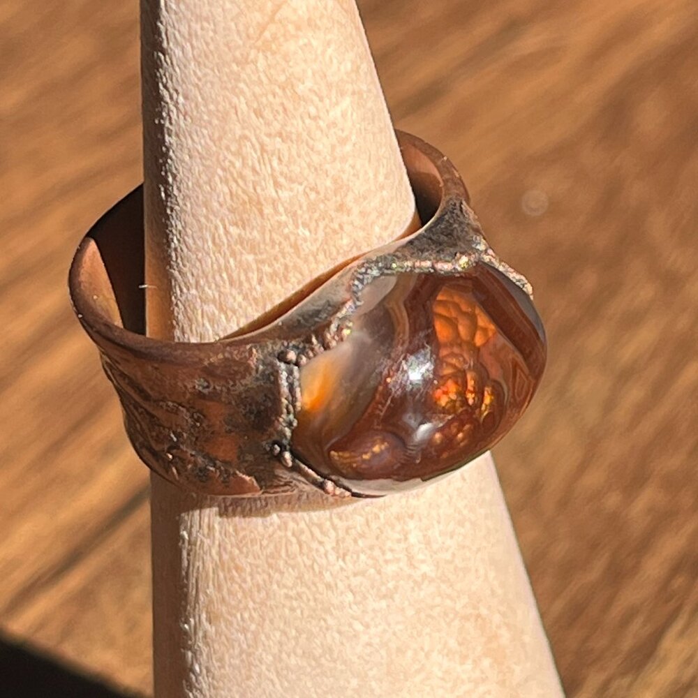 Incredible fire agate ring